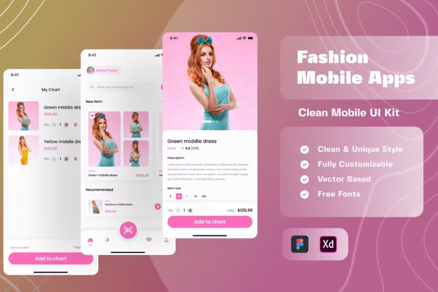 Kit Plantilla UX-UI Fashion App Movil Ecpmmerce