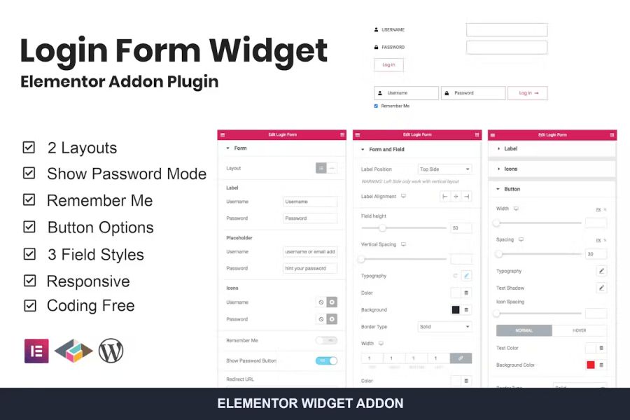 Plugin Widget de formulario de inicio de sesión